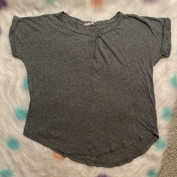 MADEWELL Gray Split Neck Short‎ Sleeve Shirt - Picture 1 of 5